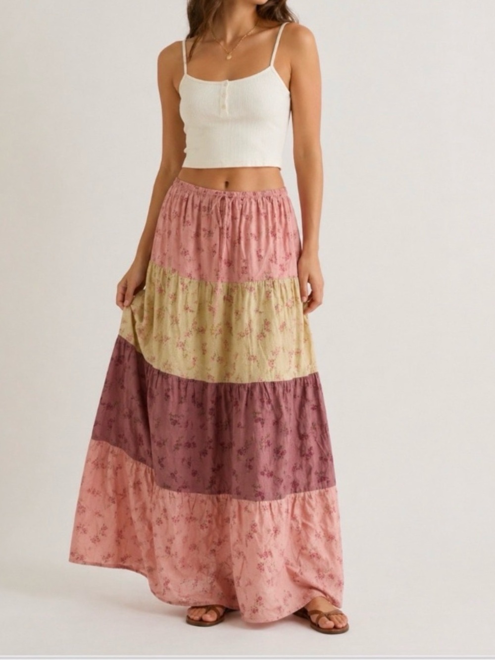Sienna Sky Tiered Bohemian Patchwork Maxi Skirt Peasant Lagenlook XL
